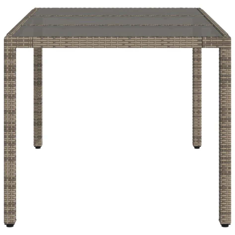 Mesa de jardín superficie de vidrio ratán PE gris 150x90x75