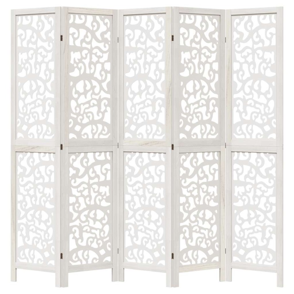 Biombo separador de 5 paneles madera maciza Paulownia