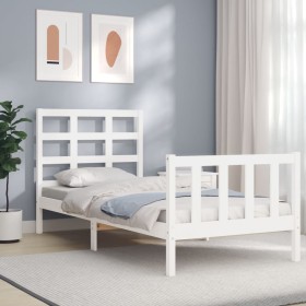 Estructura de cama sin colchón madera maciza blanca 90x190