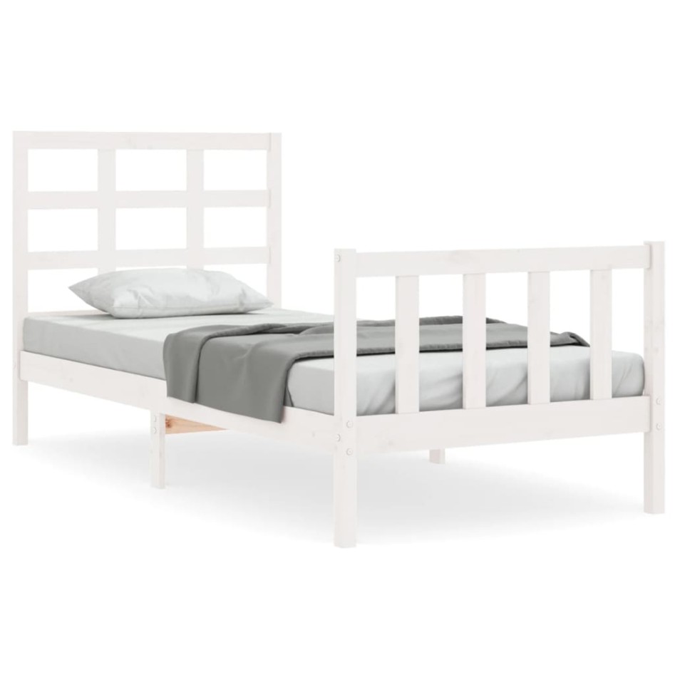 Estructura de cama sin colchón madera maciza blanca 90x190