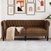 Sofá chesterfield de 2 plazas tela marrón