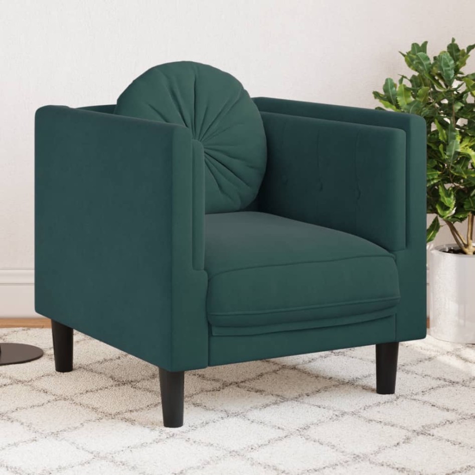 Sillón con cojín terciopelo verde
