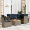 Set de sofás de jardín 6 pzas con cojines ratán sintético gris