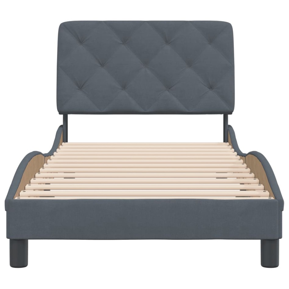 Estructura de cama sin colchón terciopelo gris oscuro 90x190