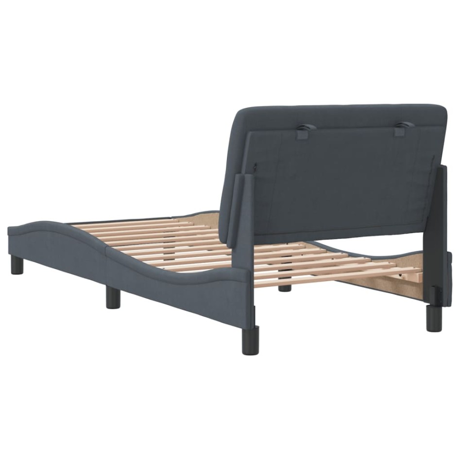 Estructura de cama sin colchón terciopelo gris oscuro 90x190