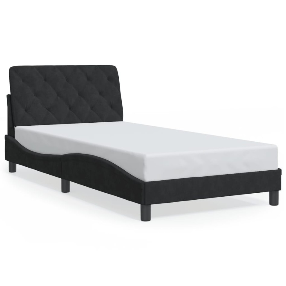 Estructura de cama sin colchón terciopelo negro 100x200