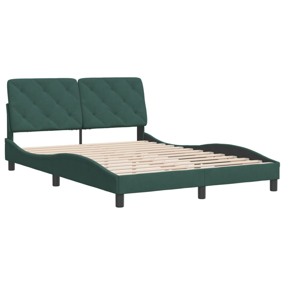 Estructura cama sin colchón terciopelo verde oscuro 140x200