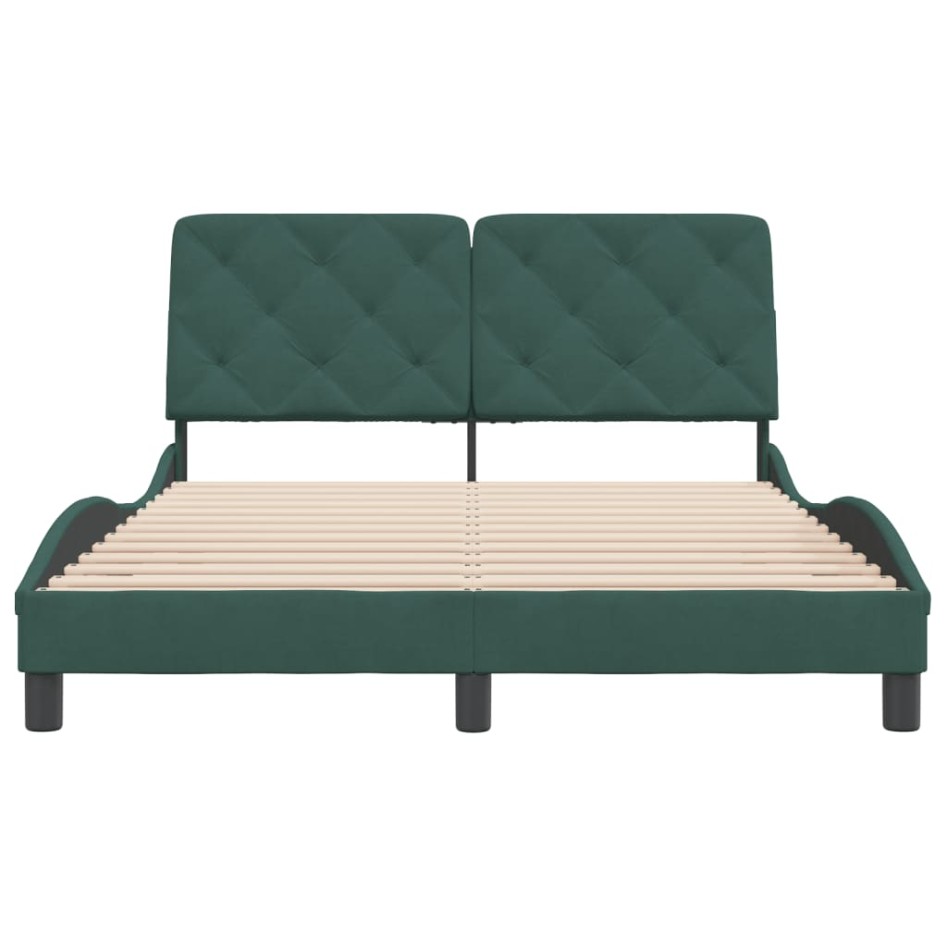 Estructura cama sin colchón terciopelo verde oscuro 140x200