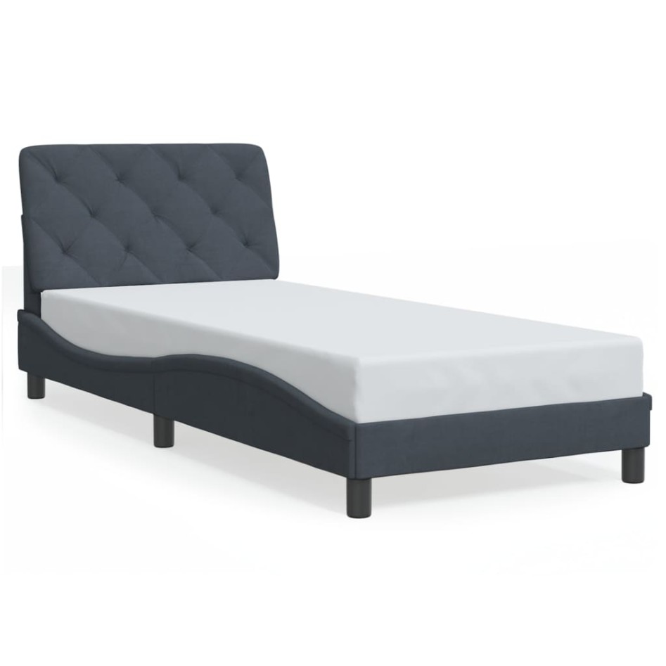 Estructura cama con luces LED terciopelo gris oscuro 90x190
