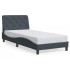 Estructura cama con luces LED terciopelo gris oscuro 90x200