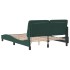 Estructura de cama con luces terciopelo verde oscuro 140x200