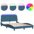 Estructura de cama con luces LED terciopelo azul 120x200