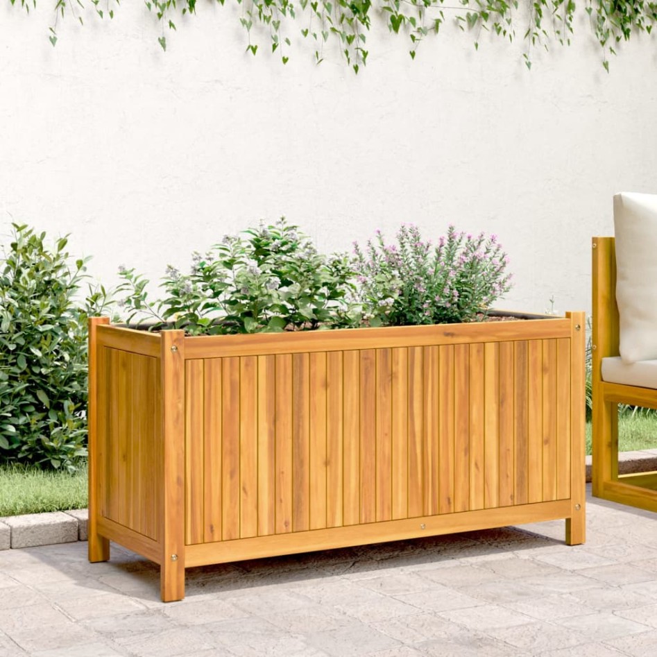 Jardinera con forro madera maciza de acacia 99,5x38x50
