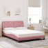 Cama con colchón terciopelo rosa 140x200