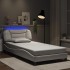 Estructura cama con luces LED cuero sintético blanco 100x200
