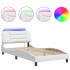 Estructura cama con luces LED cuero sintético blanco 100x200