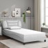 Estructura cama con luces LED cuero sintético blanco 100x200