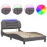 Estructura cama con luces LED cuero sintético gris 100x200