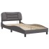 Estructura cama con luces LED cuero sintético gris 100x200