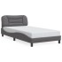Estructura cama con luces LED cuero sintético gris 100x200
