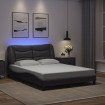 Estructura cama con luces LED cuero sintético gris 120x200 cm