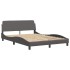 Estructura cama con luces LED cuero sintético gris 120x200