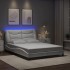 Estructura cama con luces LED cuero sintético blanco 140x190