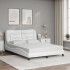 Estructura cama con luces LED cuero sintético blanco 140x190