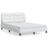 Estructura cama con luces LED cuero sintético blanco 140x190