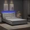 Estructura cama con luces LED cuero sintético blanco 140x200 cm
