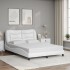 Estructura cama con luces LED cuero sintético blanco 140x200