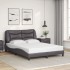 Estructura cama con luces LED cuero sintético gris 140x200
