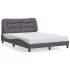 Estructura cama con luces LED cuero sintético gris 140x200