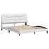 Estructura de cama con luces LED cuero PE blanco 160x200