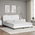 Estructura de cama con luces LED cuero PE blanco 160x200