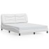 Estructura de cama con luces LED cuero PE blanco 160x200