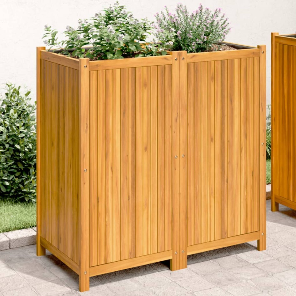 Jardinera con forro madera maciza de acacia 100x50x100