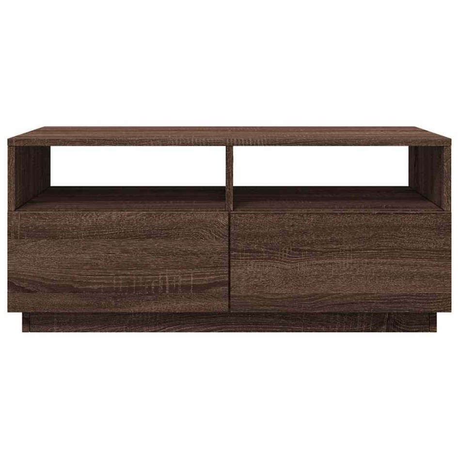 Mesa de centro con luces LED marrón roble 90x49x40