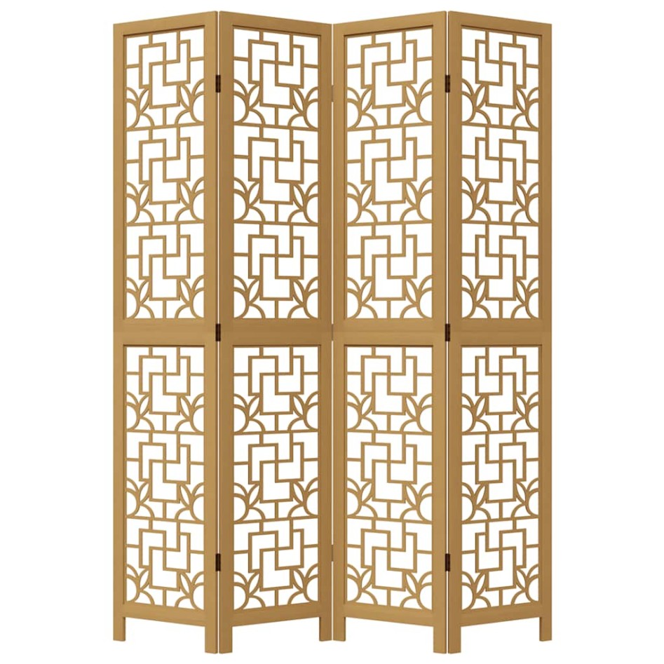 Biombo separador de 4 paneles madera maciza paulownia