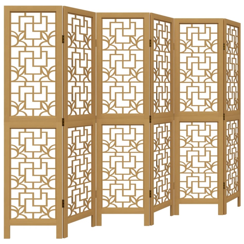 Biombo separador de 6 paneles madera maciza paulownia