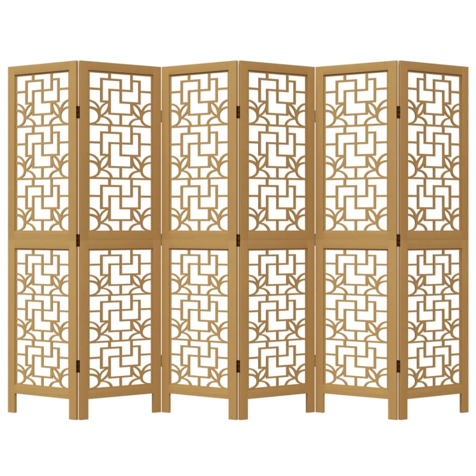 Biombo separador de 6 paneles madera maciza paulownia
