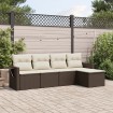 Set comedor de jardín 5 piezas y cojines ratán sintético marrón