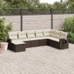 Set sofás de jardín 8 piezas y cojines ratán sintético marrón