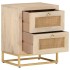 Mesita de noche madera maciza de mango y hierro 40x30x50