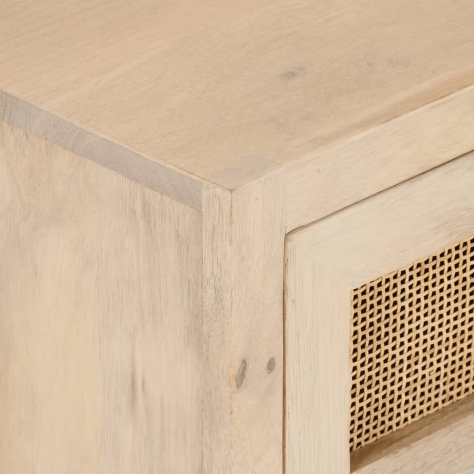 Mesita de noche madera maciza de mango y hierro 40x30x50