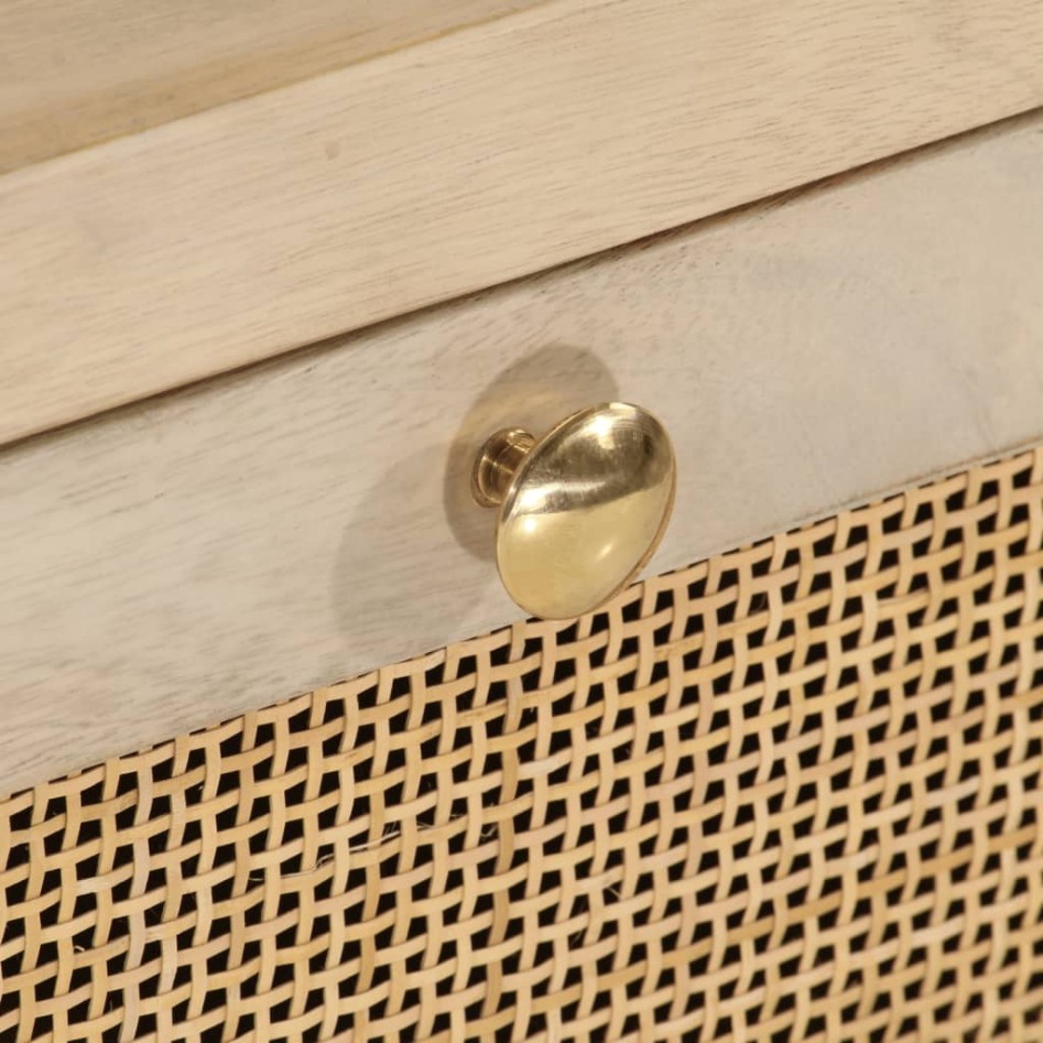 Mesita de noche madera maciza de mango y hierro 40x30x50