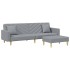 Sofá cama de 2 plazas con almohadas y taburete tela gris