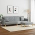 Sofá cama de 2 plazas con almohadas y taburete tela gris