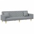 Sofá cama de 2 plazas con almohadas y taburete tela gris