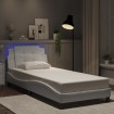 Estructura cama con luces LED cuero sintético blanco 90x200 cm